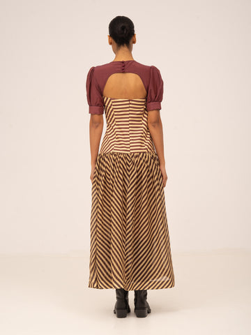 Sugarplum Burgundy Striped Dress