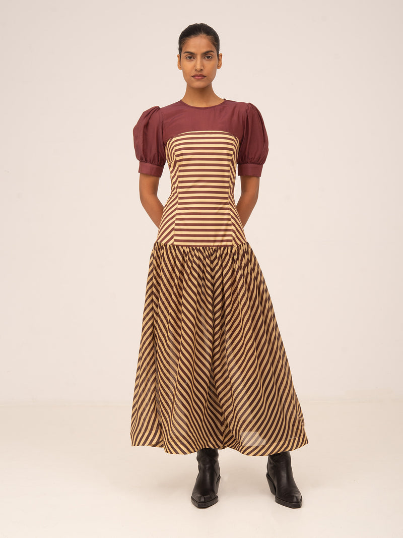 Sugarplum Burgundy Striped Dress