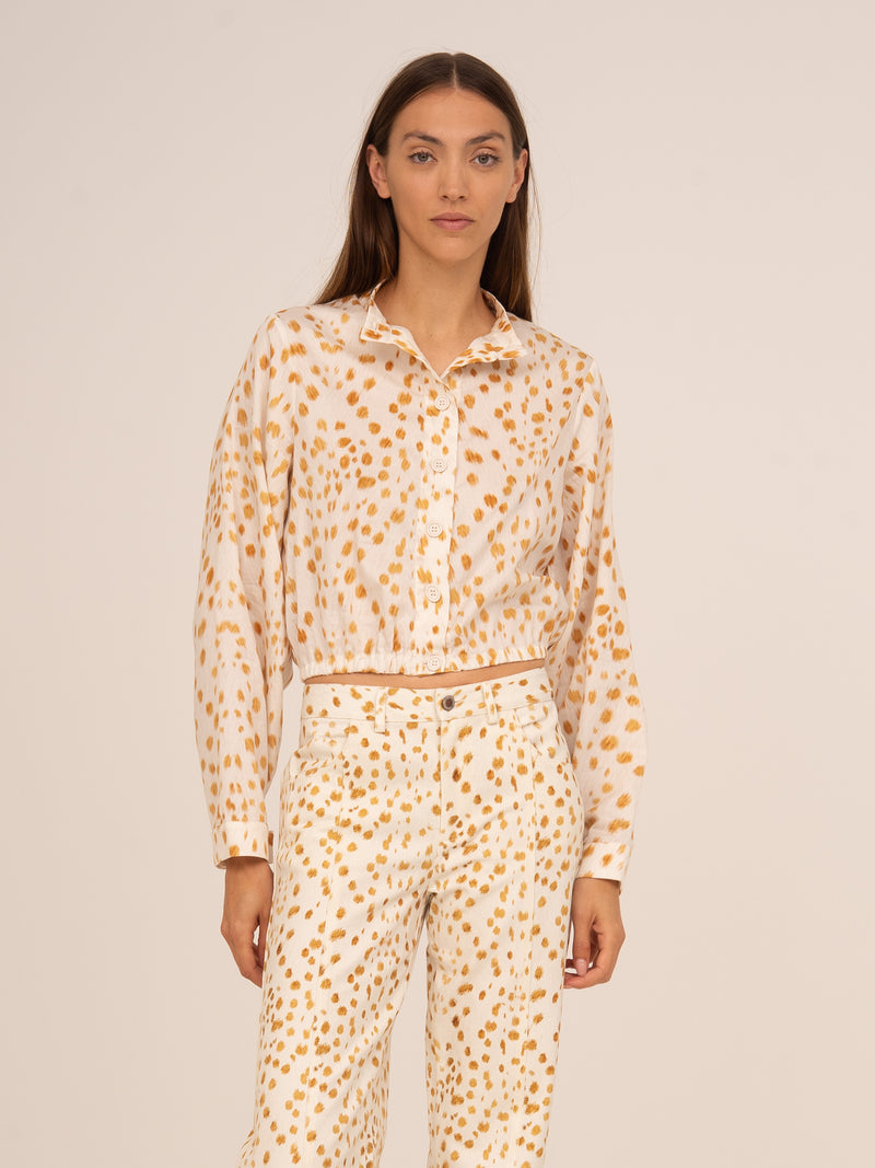 Fawn Deer Print Balloon Shirt