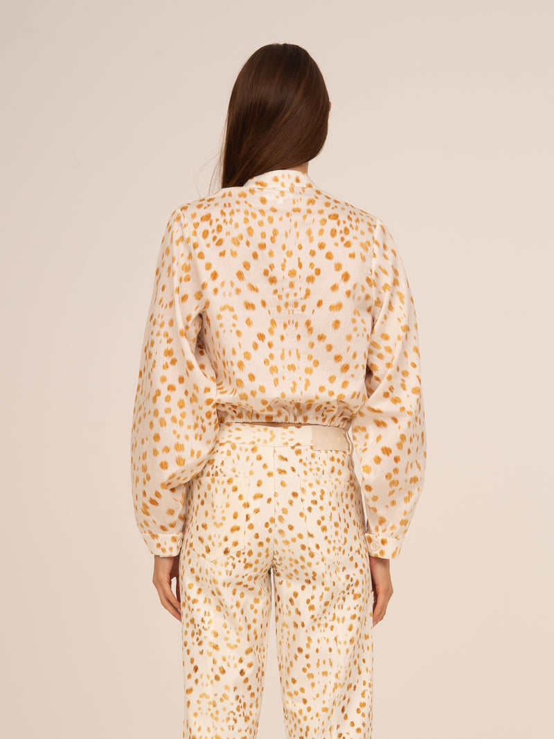 Fawn Deer Print Balloon Shirt