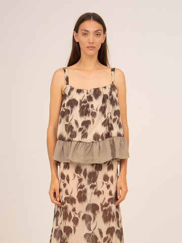 Bouquet Brown Flower Print Blouse
