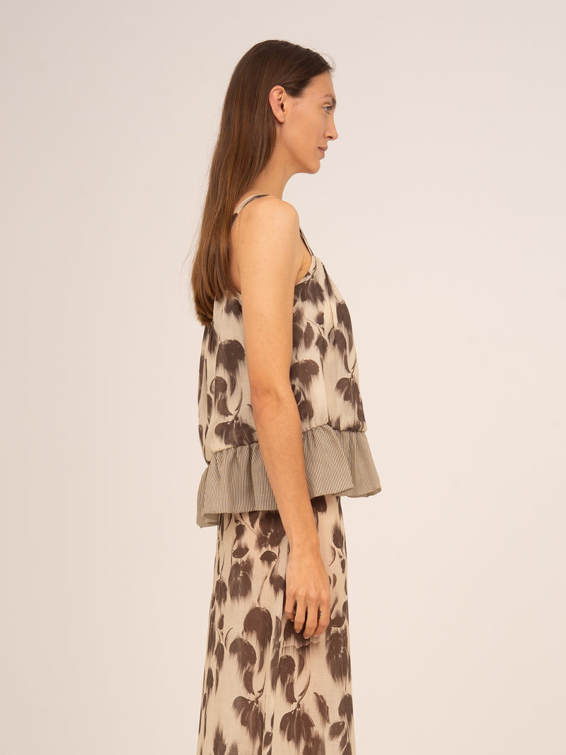 Bouquet Brown Flower Print Blouse