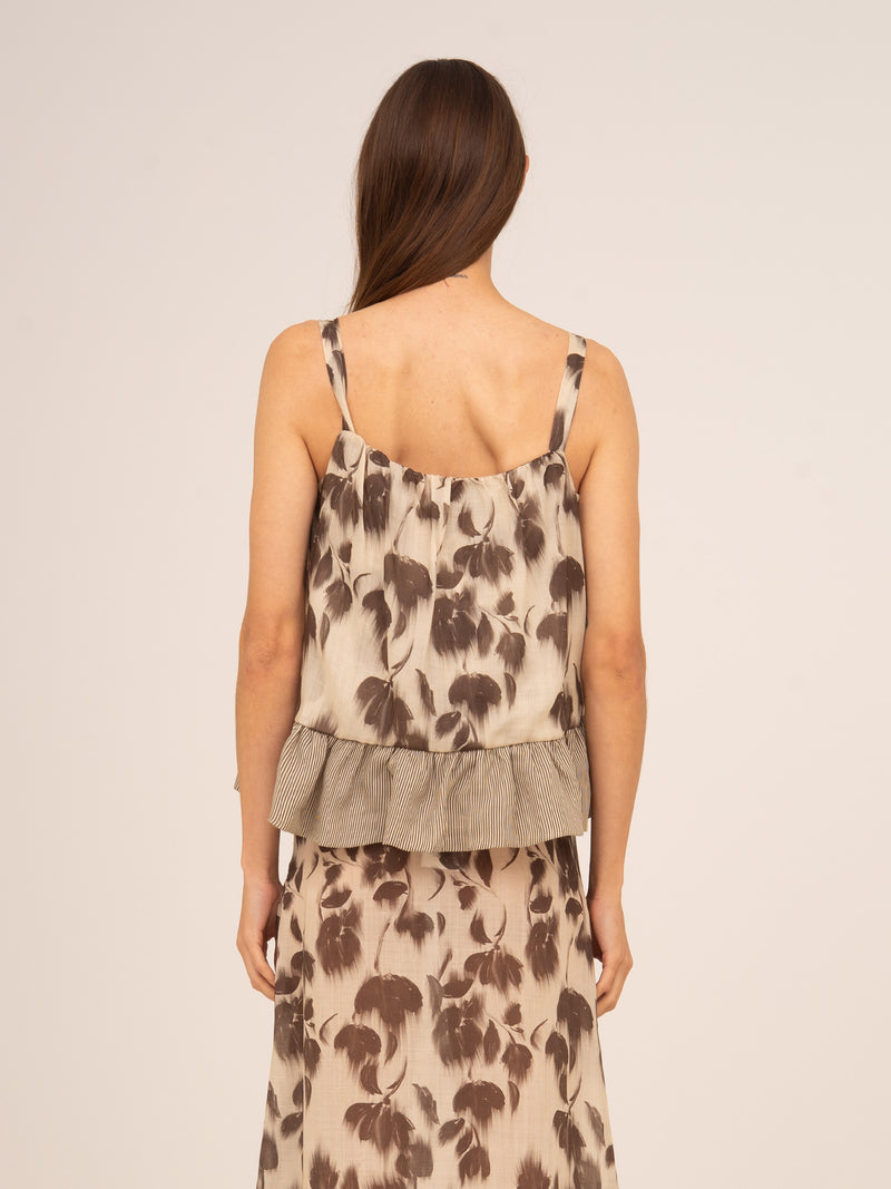 Bouquet Brown Flower Print Blouse