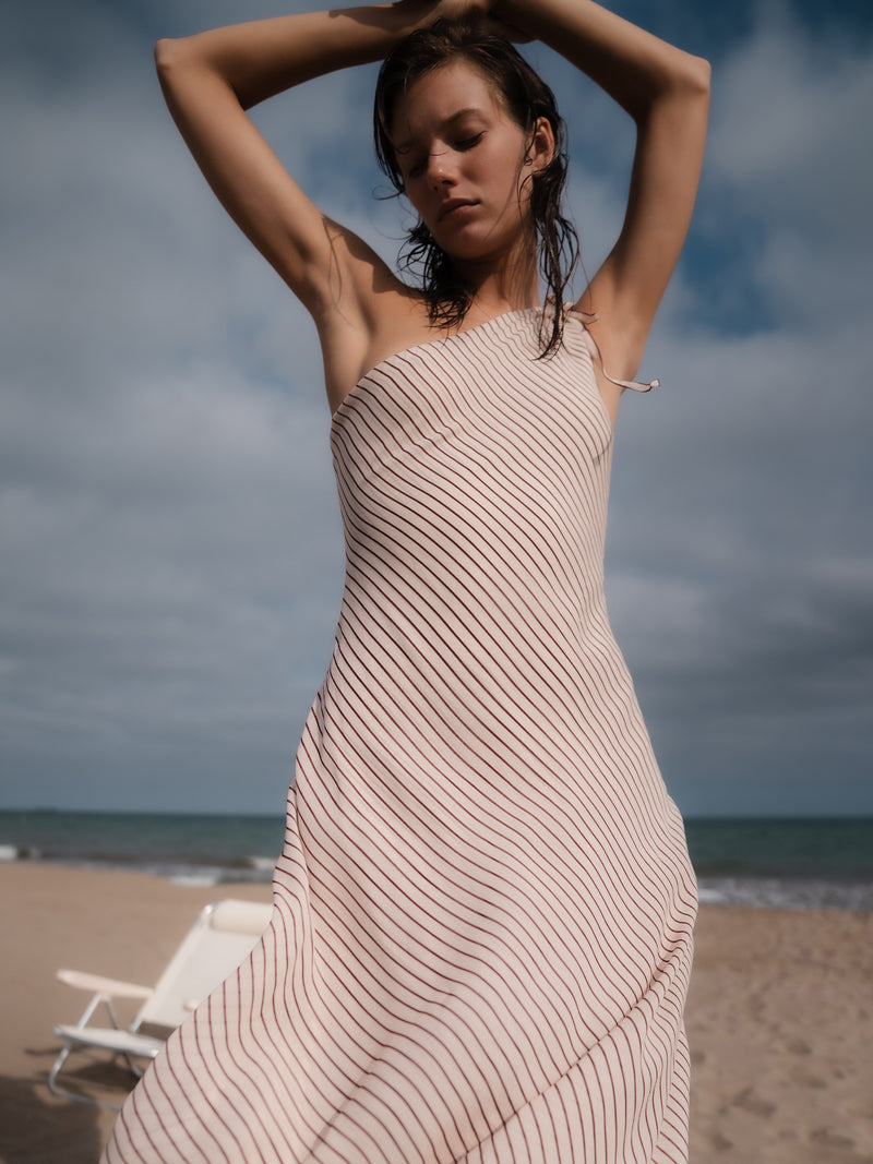 Sienna One-Shoulder Striped Slip Dress
