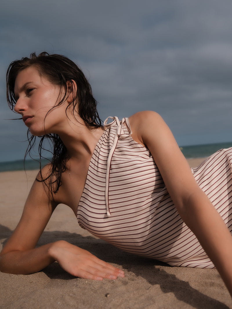 Sienna One-Shoulder Striped Slip Dress