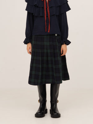 Evermore Plaid Blue and Red Pleated Skirt