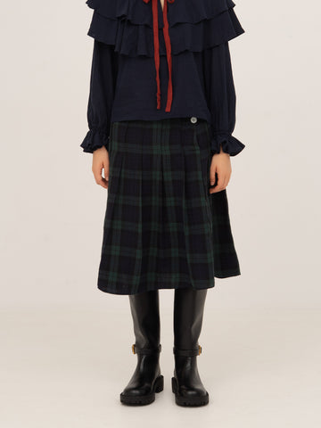 Evermore Plaid Blue and Red Pleated Skirt 