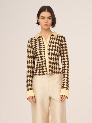 Noël Diamond Print Brown Top