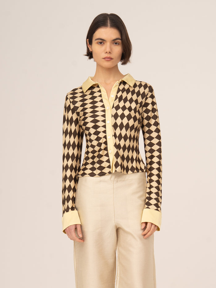 Noël Diamond Print Brown Top