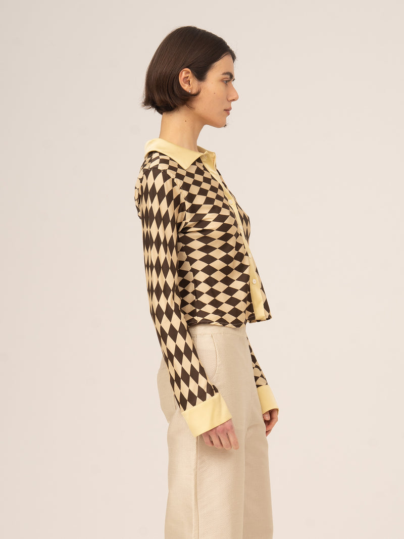 Noël Diamond Print Brown Top