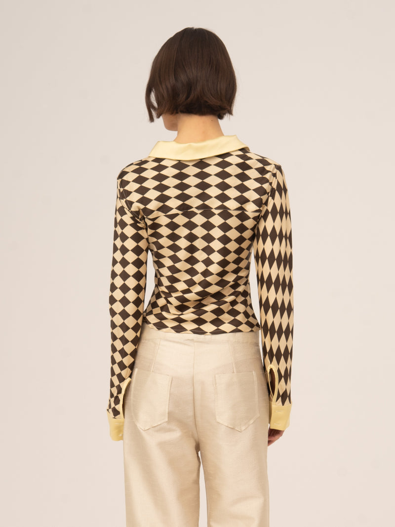 Noël Diamond Print Brown Top
