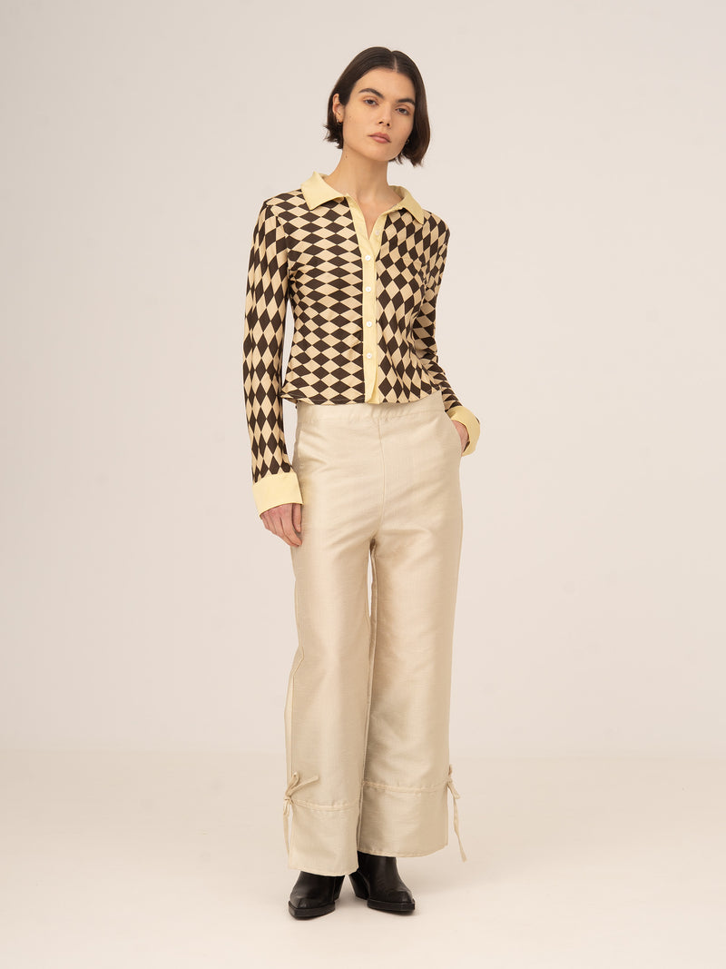 Noël Diamond Print Brown Top