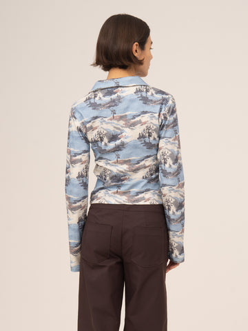 Ski Pass Print Blue Top 
