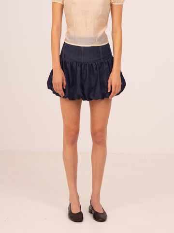 Denim Fawn Balloon Mini Skirt 