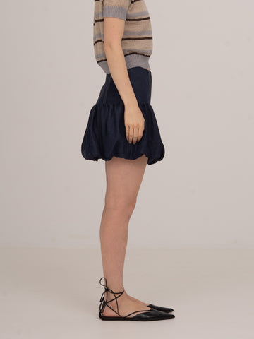 Denim Fawn Balloon Mini Skirt