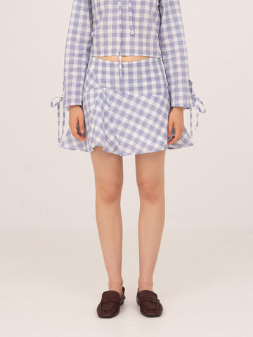 Commute Plaid Blue Mini Skirt 