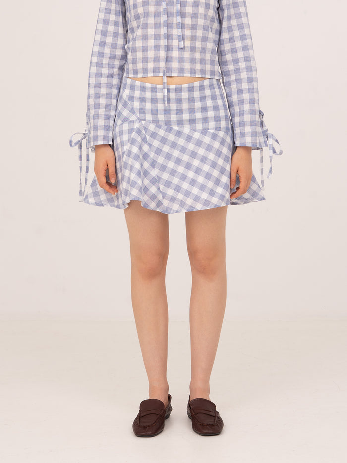 Commute Plaid Blue Mini Skirt