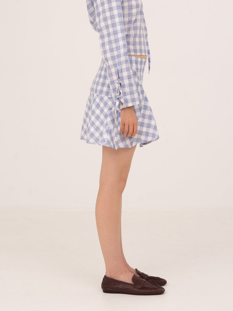 Commute Plaid Blue Mini Skirt