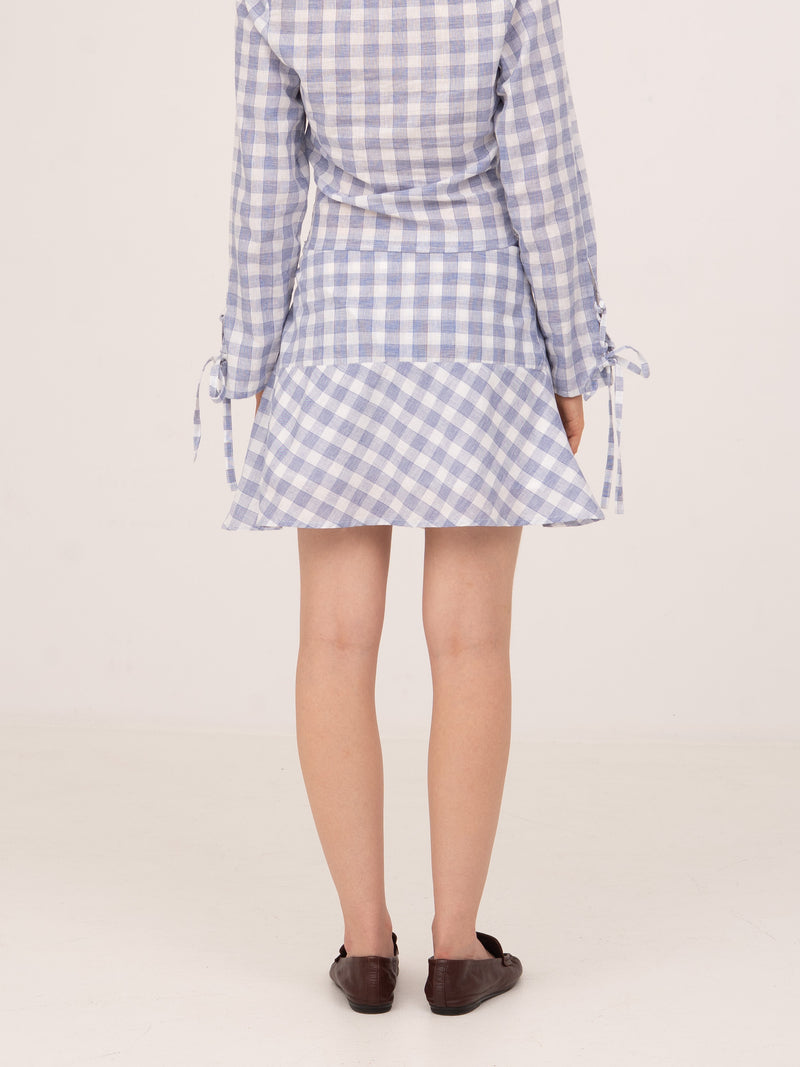 Commute Plaid Blue Mini Skirt
