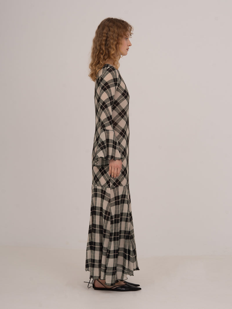 Classic Argyle-inspired Geometric Print Jester Dress 