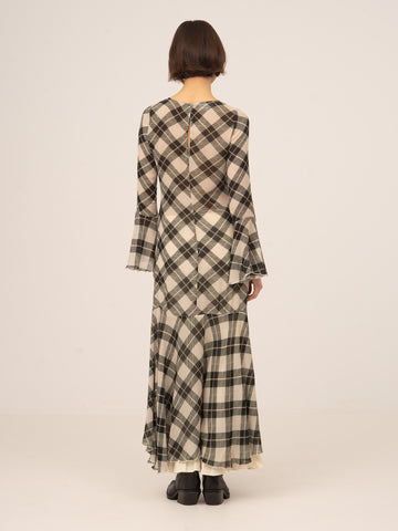 Classic Argyle-inspired Geometric Print Jester Dress