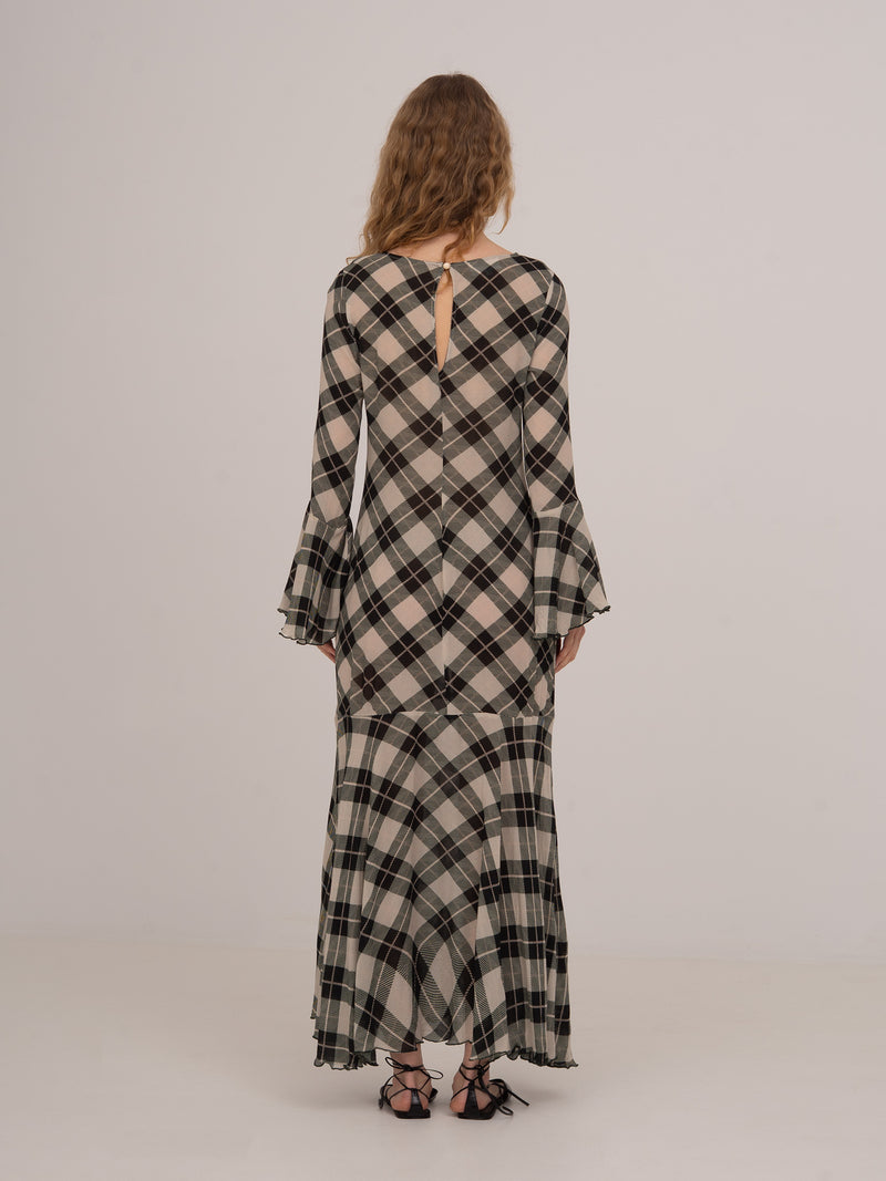 Classic Argyle-inspired Geometric Print Jester Dress 