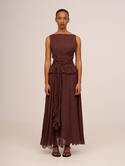 Brown Toast Polka Dot Occasion Dress