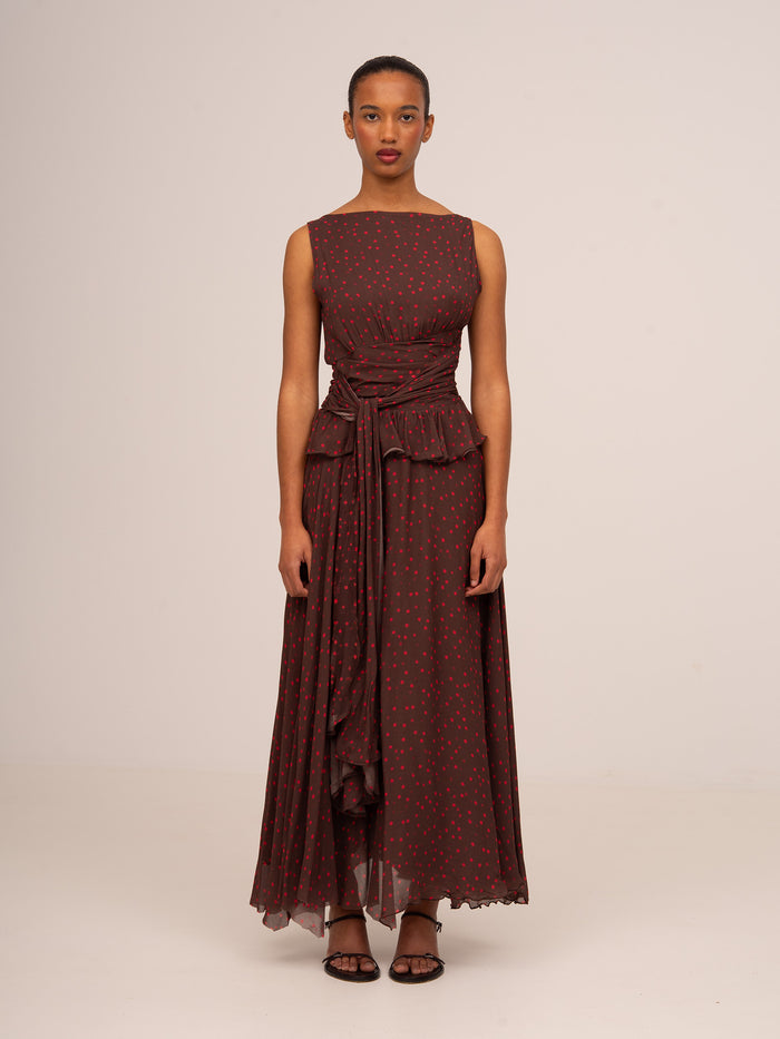 Brown Toast Polka Dot Occasion Dress
