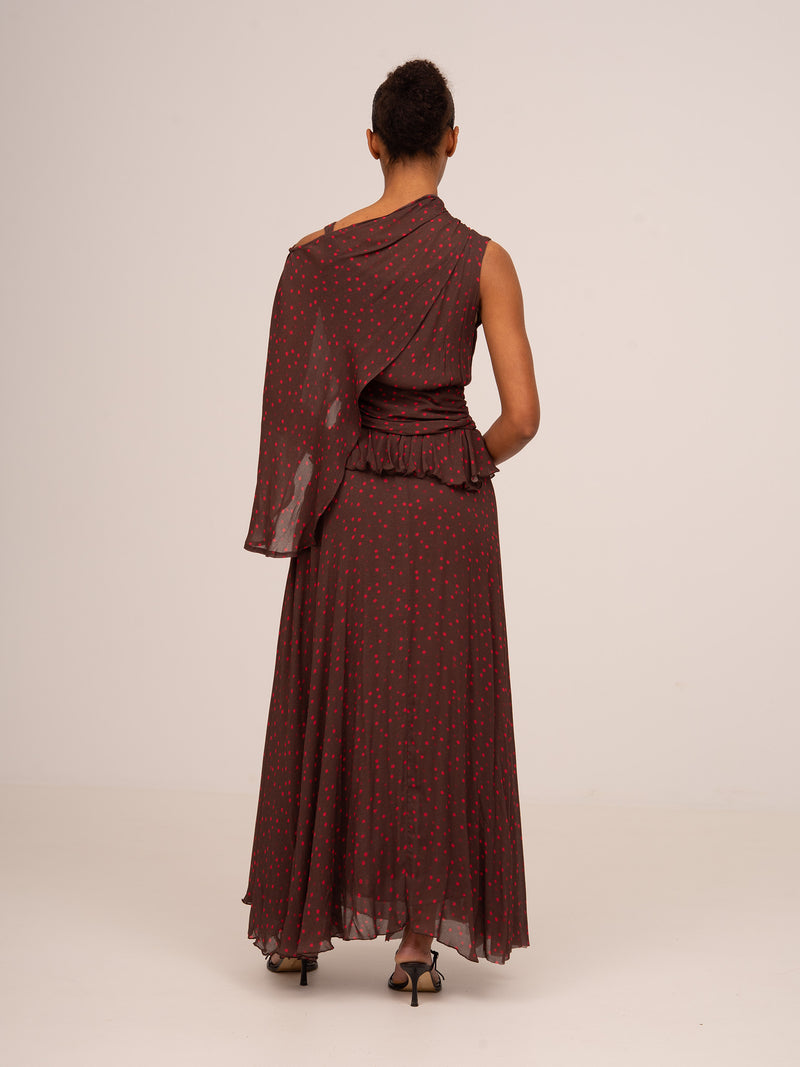 Brown Toast Polka Dot Occasion Dress