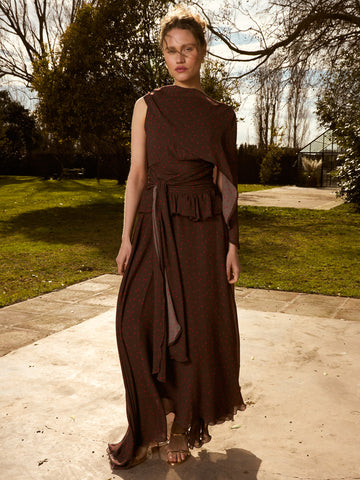 Brown Toast Polka Dot Occasion Dress