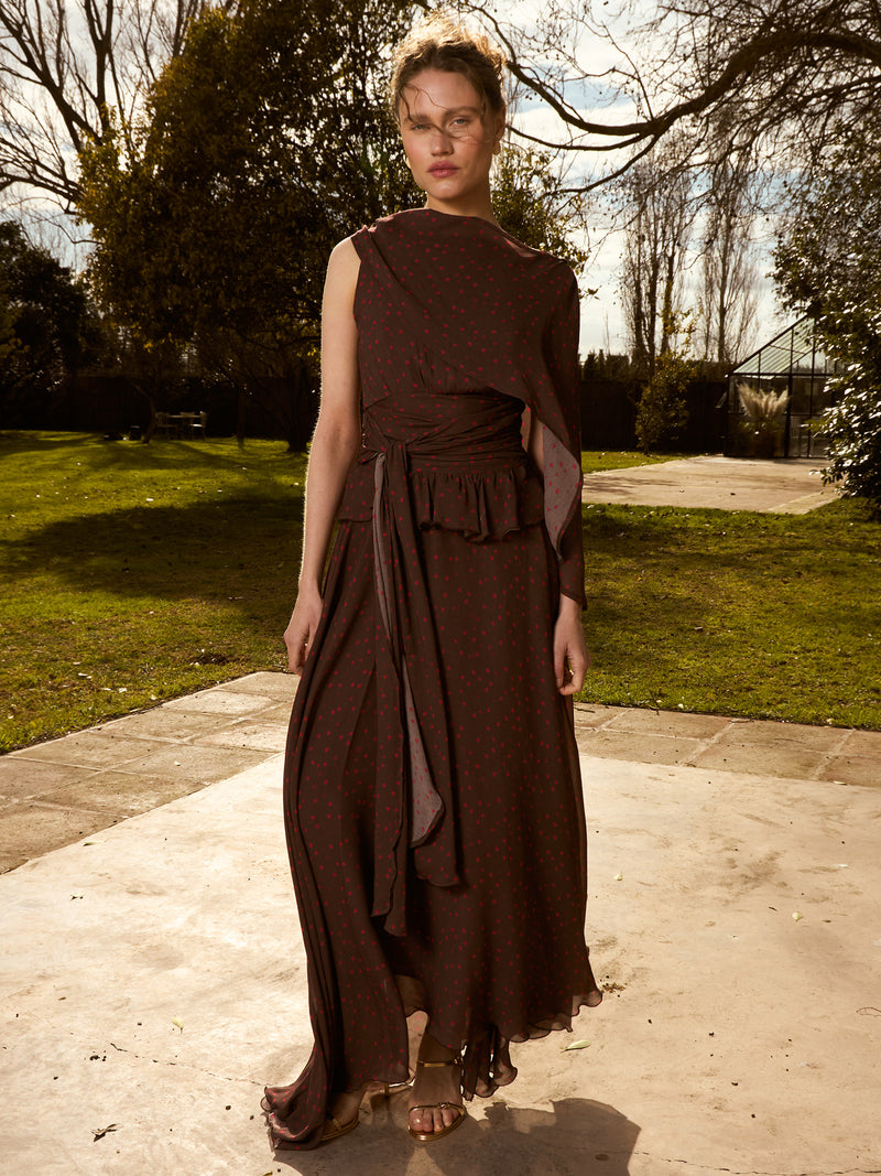 Brown Toast Polka Dot Occasion Dress