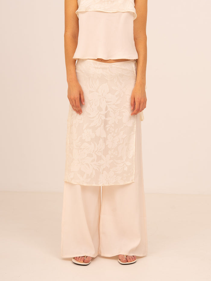 Nice Lace Overlay Wide Pants