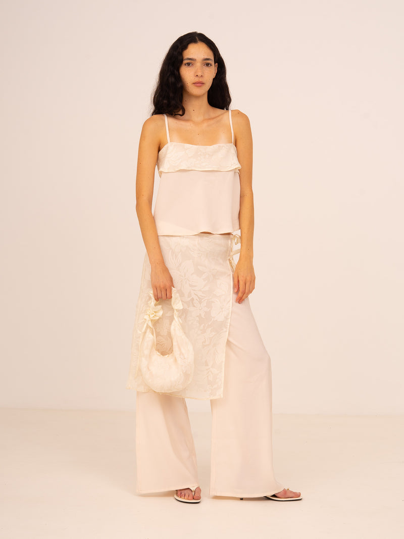 Nice Lace Overlay Wide Pants