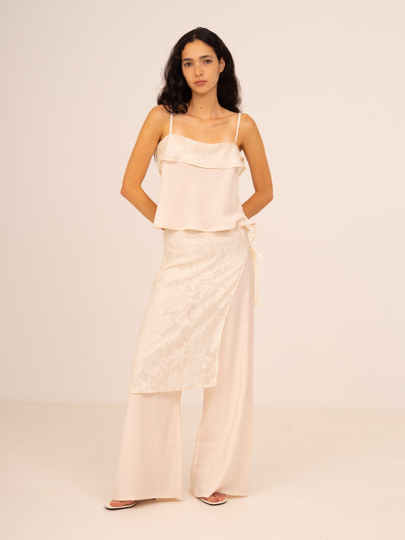 Nice Lace Overlay Wide Pants