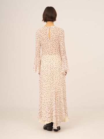 Peach Polka Dot Print Jester Dress