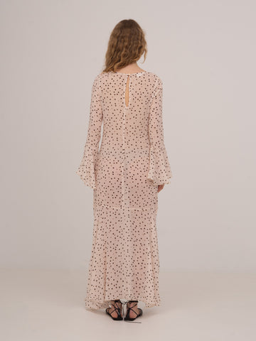 Peach Polka Dot Print Jester Dress