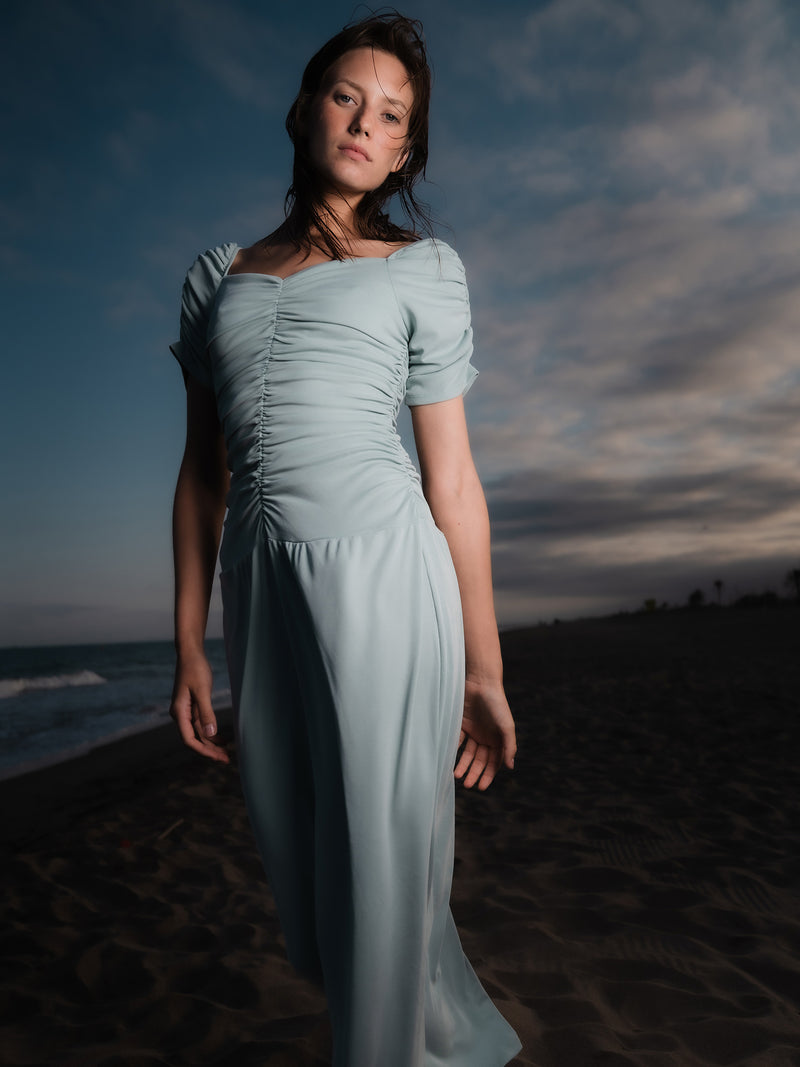 Turquoise Persephone Draped Dress