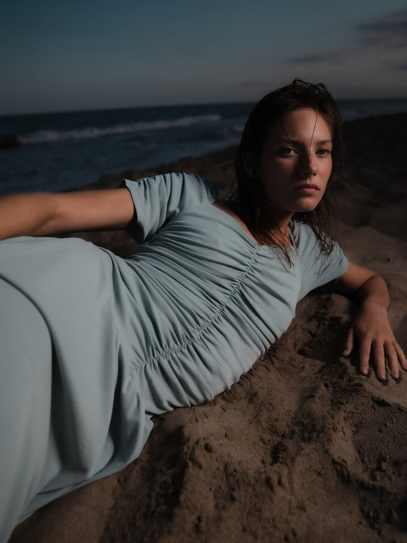 Turquoise Persephone Draped Dress