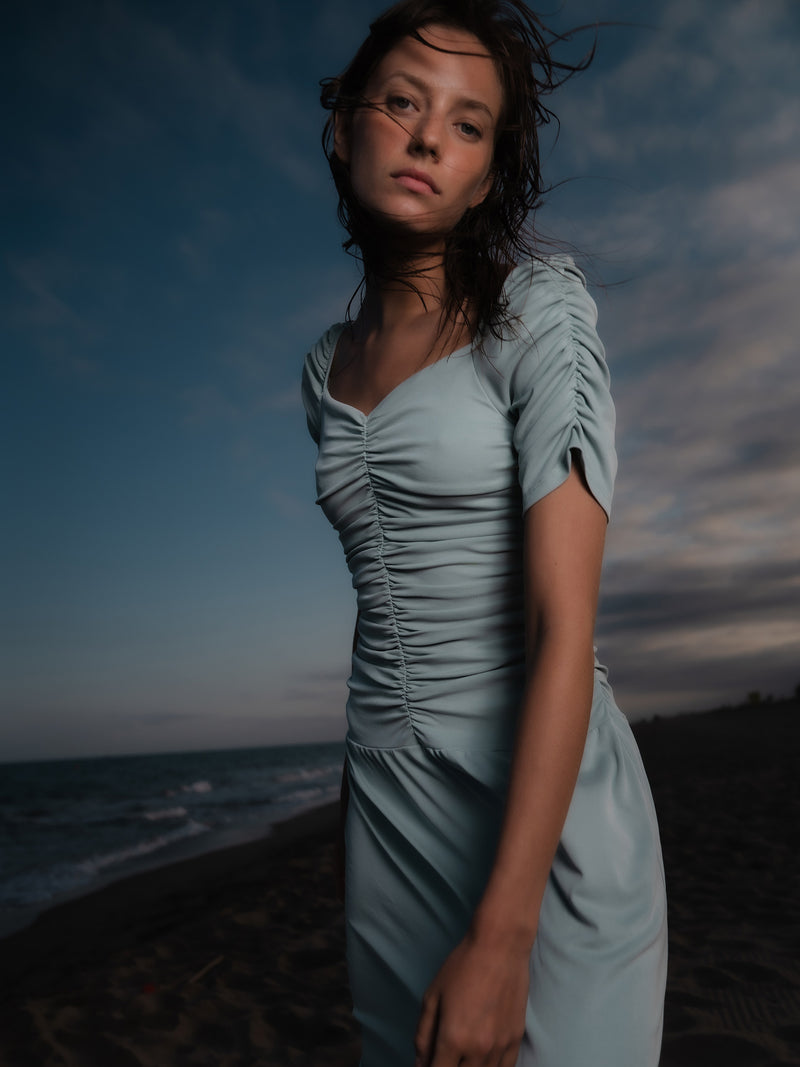 Turquoise Persephone Draped Dress