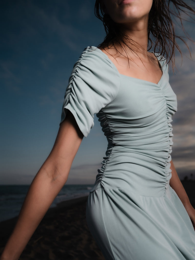 Turquoise Persephone Draped Dress
