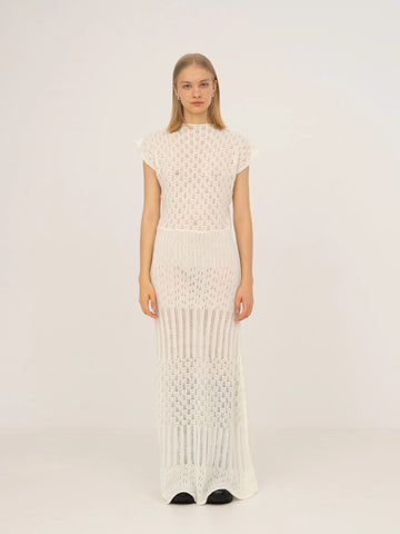 Sappy White Knit Maxi Dress