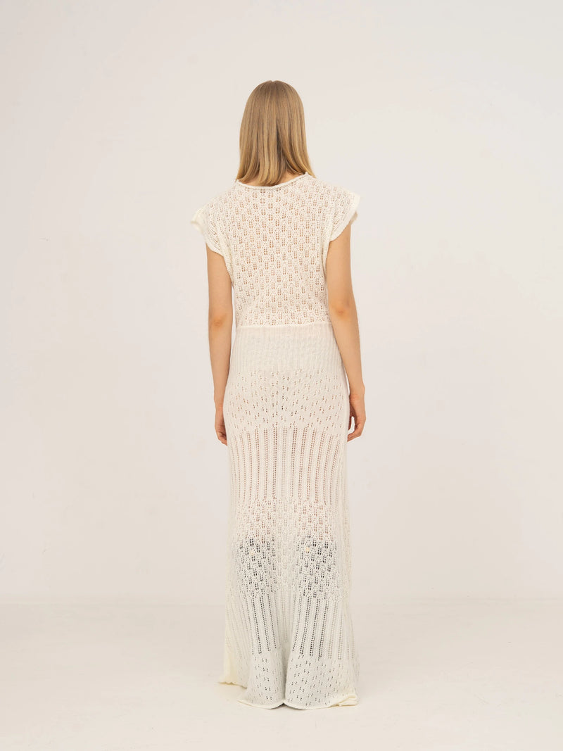 Sappy White Knit Maxi Dress