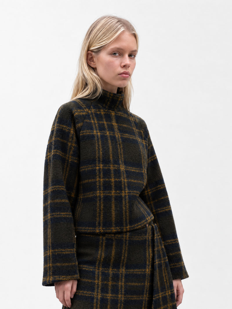 Green Barefoot Plaid Turtleneck Overshirt
