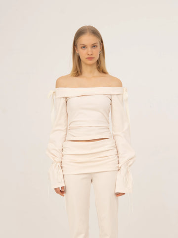 Angelic White Off Shoulder Jersey Top