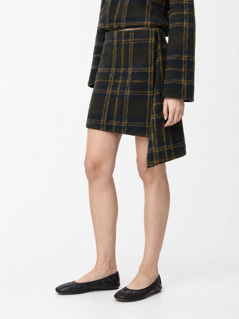 Green Barefoot Plaid Mini Skirt
