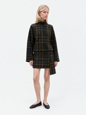 Green Barefoot Plaid Mini Skirt