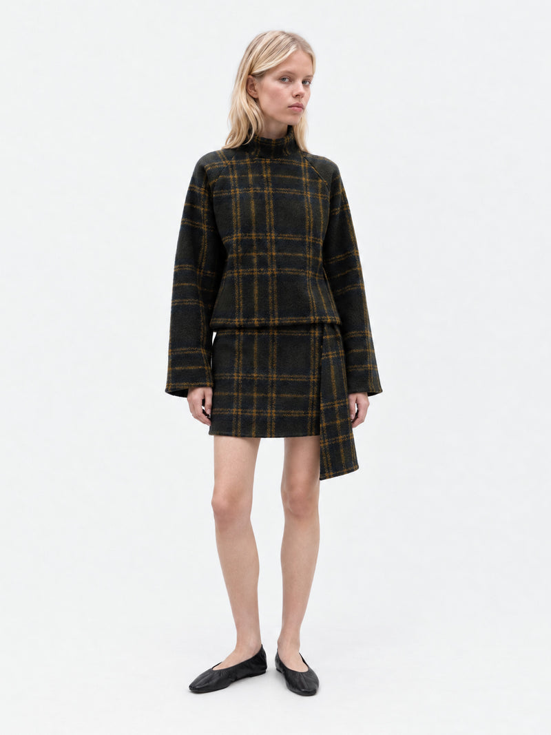 Green Barefoot Plaid Mini Skirt