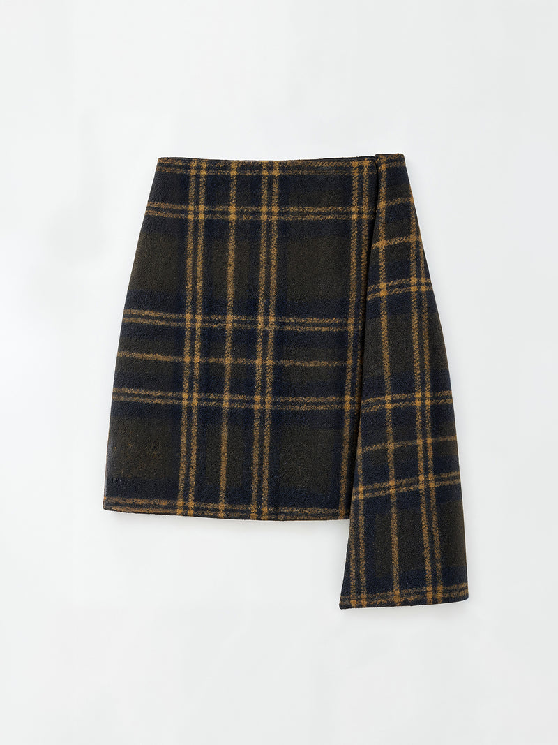 Green Barefoot Plaid Mini Skirt