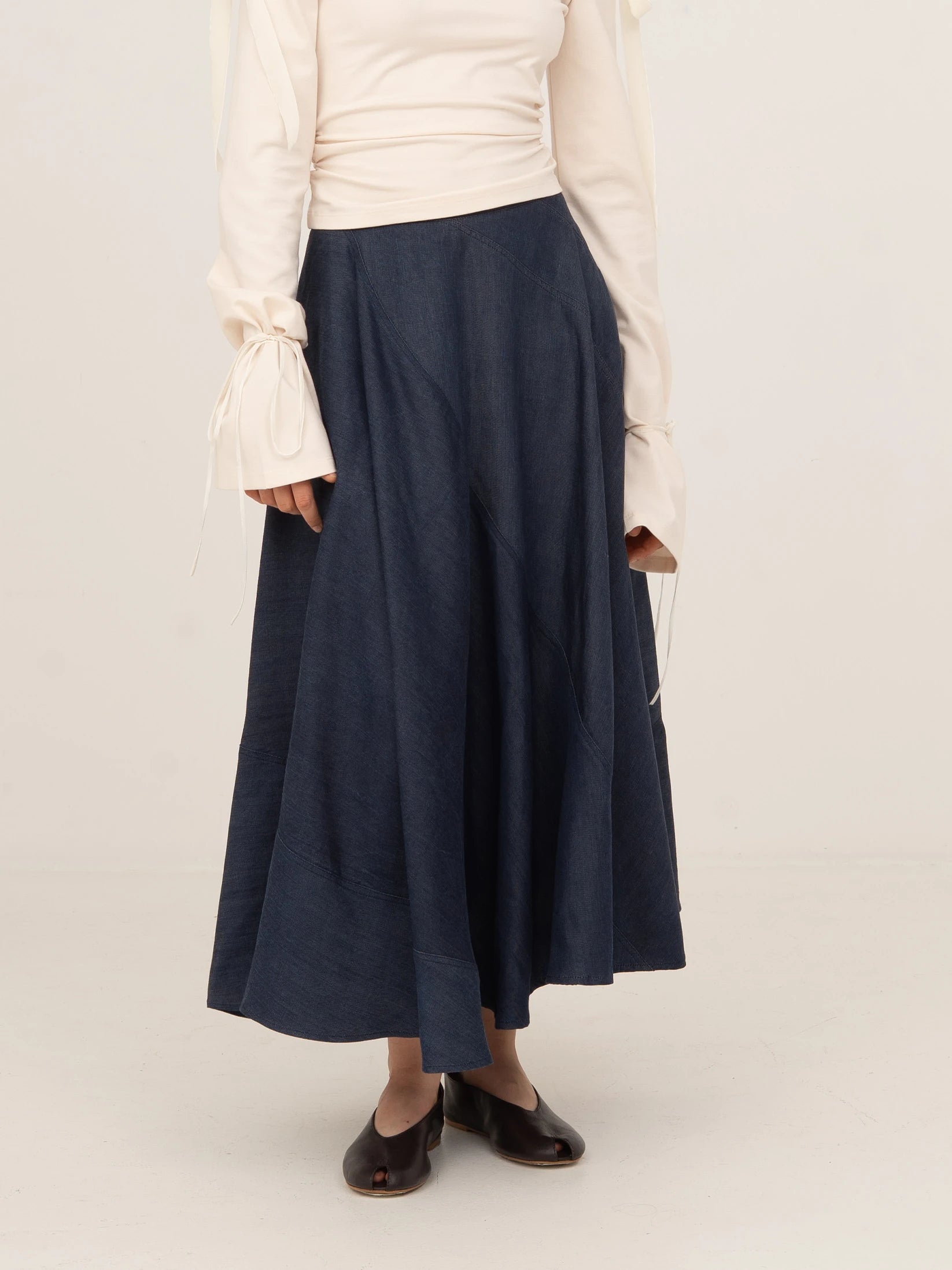 Denim Overpass Blue Midi Skirt