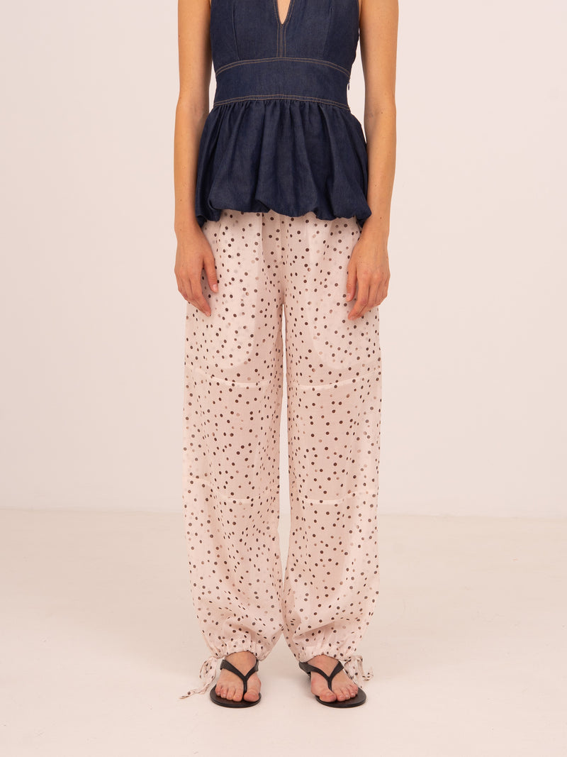 Cream Polka Dot Print FOMO Pants